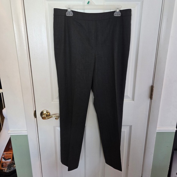 Lafayette 148 New York Pants - Lafayette 148 New York Bleecker Grey Virgin Wool Blend Straight Leg Pants Sz 12